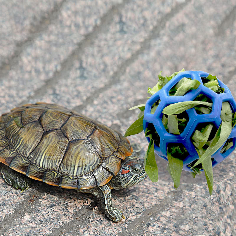 LODCZIOE Tortoise Treat Ball Toy Hay Feeder Ball, Feeding Grass Ball for Tortoise Turtle, Fruit Vegetable Feeder Holder Foraging Toy for Small Animals Pet Blue - PawsPlanet Australia