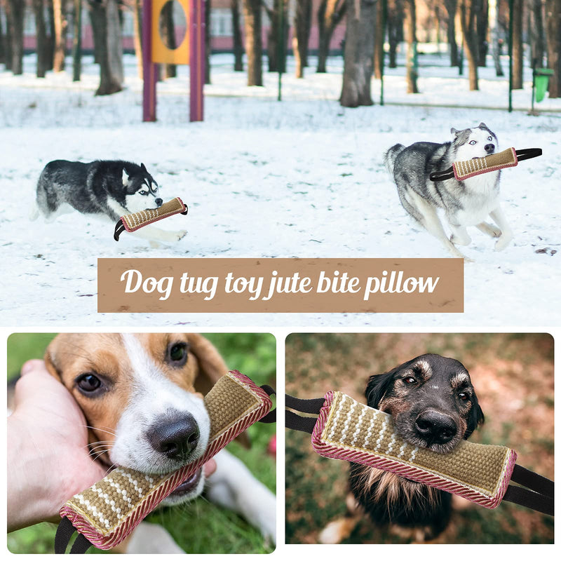 2 Pieces Dog Tug Toy Dog Training Bite Pillow Burlap Bite Toy Interactive Toys with Strong Handles for Tug of War, Puppy Training Interactive Play for Medium to Large Dogs - PawsPlanet Australia