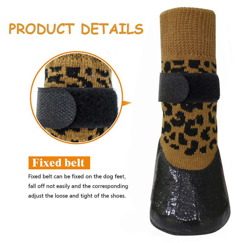 [Australia] - BESUNTEK Dog Socks Anti Slip with Straps Traction Control Waterproof Paw Protector(Black,Red) S Brown and Black 