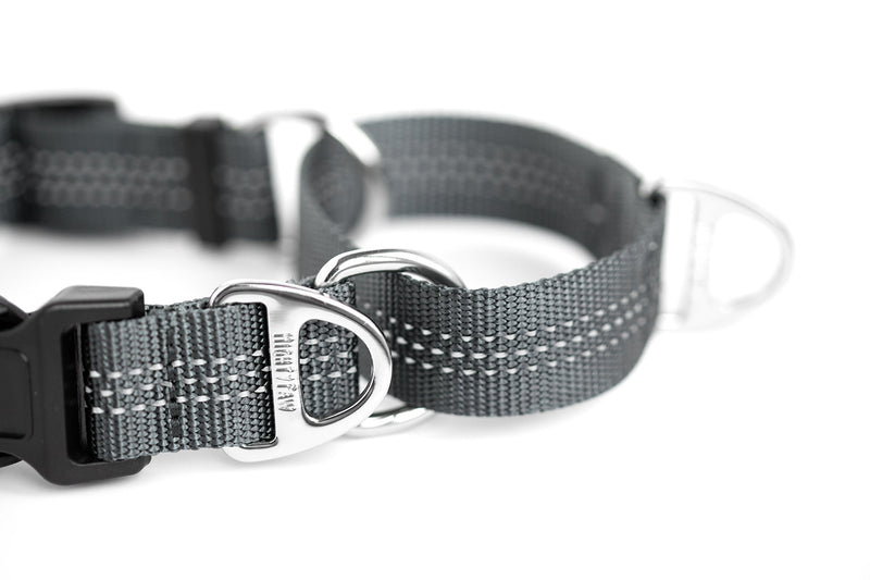 [Australia] - Mighty Paw Martingale Nylon Training Collar. Our Trainer Approved Limited Slip Collar. Modified Cinch Collar for Controlled Force for Optimal Training. Reflective Stitching to Keep Your Dog Safe! Large Grey 