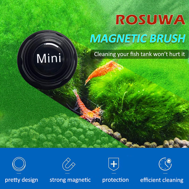 Rosuwa Magnetic Fish Tank Aquarium Cleaner Brush, Super Magnetic Brush for Glass Tank and Acrylic Tank with Float Function, Strong Cleaning, Scratch-Free, Clean Dead Ends, S/M S, Black - PawsPlanet Australia