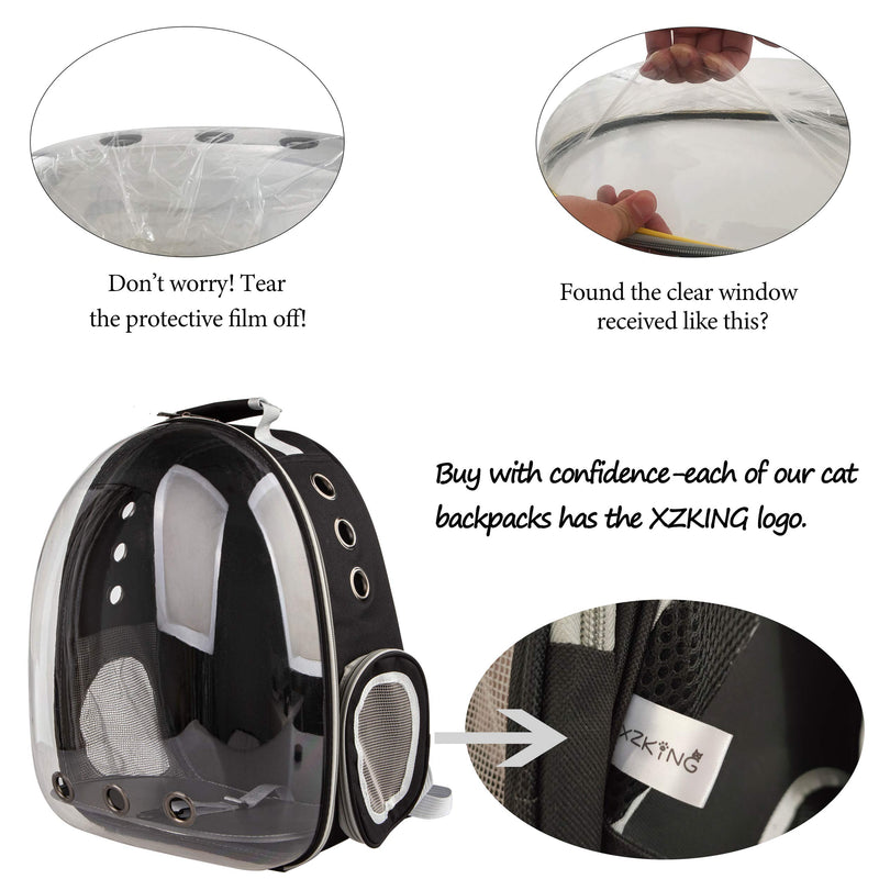 XZKING Cat Backpack Carriers, Pet Bubble Backpack Airline-Approved Ventilate Transparent Space Capsule Backpack for Puppies Traveling, Camping and Hiking black - PawsPlanet Australia