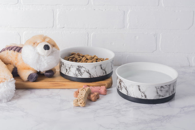Bone Dry Elegant Marble Design Ceramic Pet Bowl Small - PawsPlanet Australia
