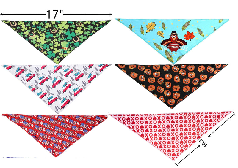 [Australia] - BoomBone Holiday Dog Bandanas,6 Pack Bandanas Set for Medium Large Dogs S 