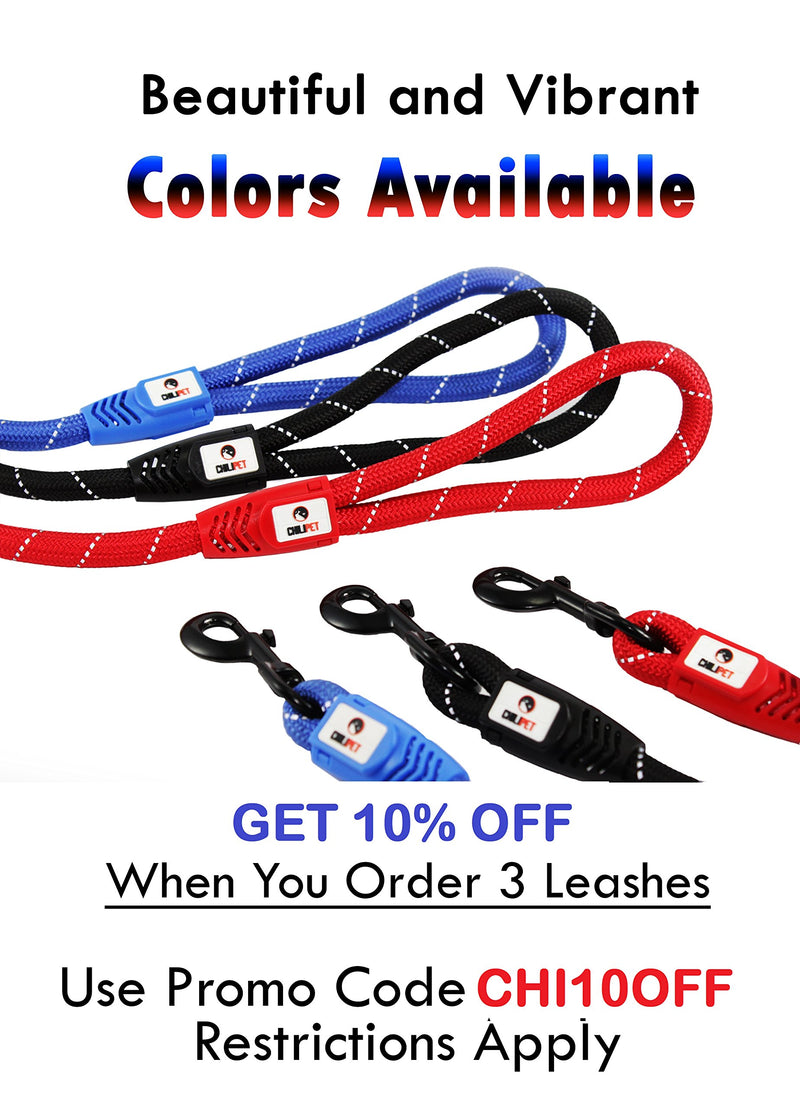 Comfortable & Shock Absorbing Blue 6ft Dog Rope Lead Leash Feature Soft Hand Loop Great for Walking Running Hiking Climbing & Training Lead with Safety Reflective Stitching For Medium & Large Sized Dog (6-feet, Blue) 6-feet - PawsPlanet Australia