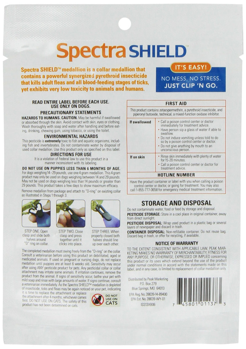 [Australia] - Durvet Spectra Shield Collar Attached Medallion for Small Dogs, 14 to 29-Pound 