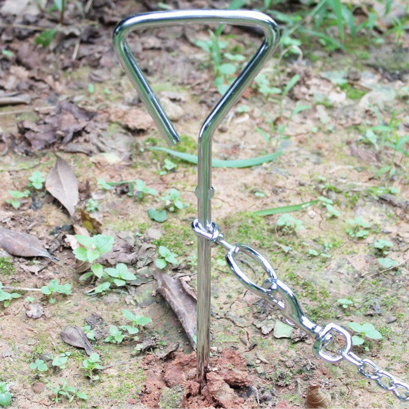 [Australia] - Katzco Chrome Dog Stake - Heavy-Duty Tie-Out - for Dogs Tieout Stake 