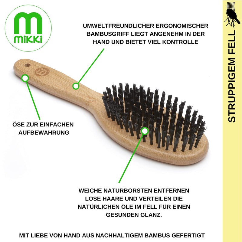 Mikki Bamboo Bristle Brush, for Grooming Dog, Cat, Puppy with Smooth, Short to Medium Hair Coats, Handmade from Natural Sustainable Bamboo, Large L - PawsPlanet Australia