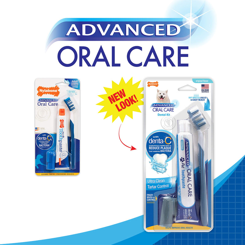 Nylabone Advanced Oral Care Dog Dental Kit Original Flavor 2.5 oz. - PawsPlanet Australia