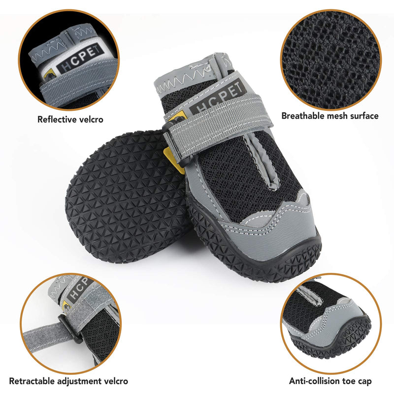 [Australia] - Ufanore Dog Boots, Breathable Dog Shoes with with Reflective and Adjustable Velcro Rugged Anti-Slip Sole Dog Shoes 4 Pcs size 1: 1.57" inside width for less than 15lbs Black 