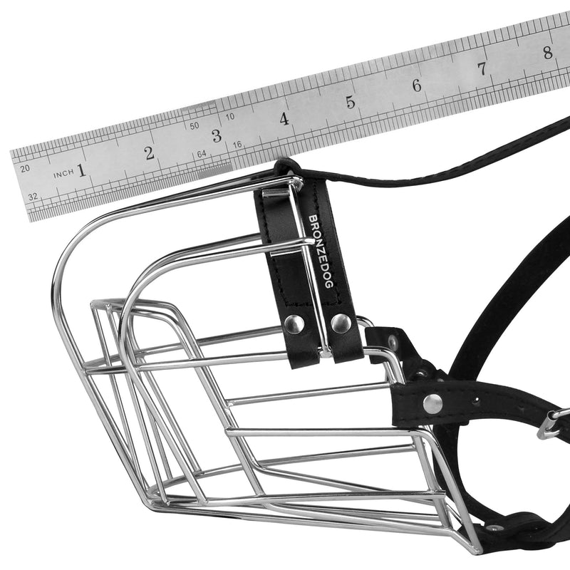 [Australia] - BRONZEDOG Dog Muzzle Wire Basket Rottweiler Adjustable Leather Straps (L) 