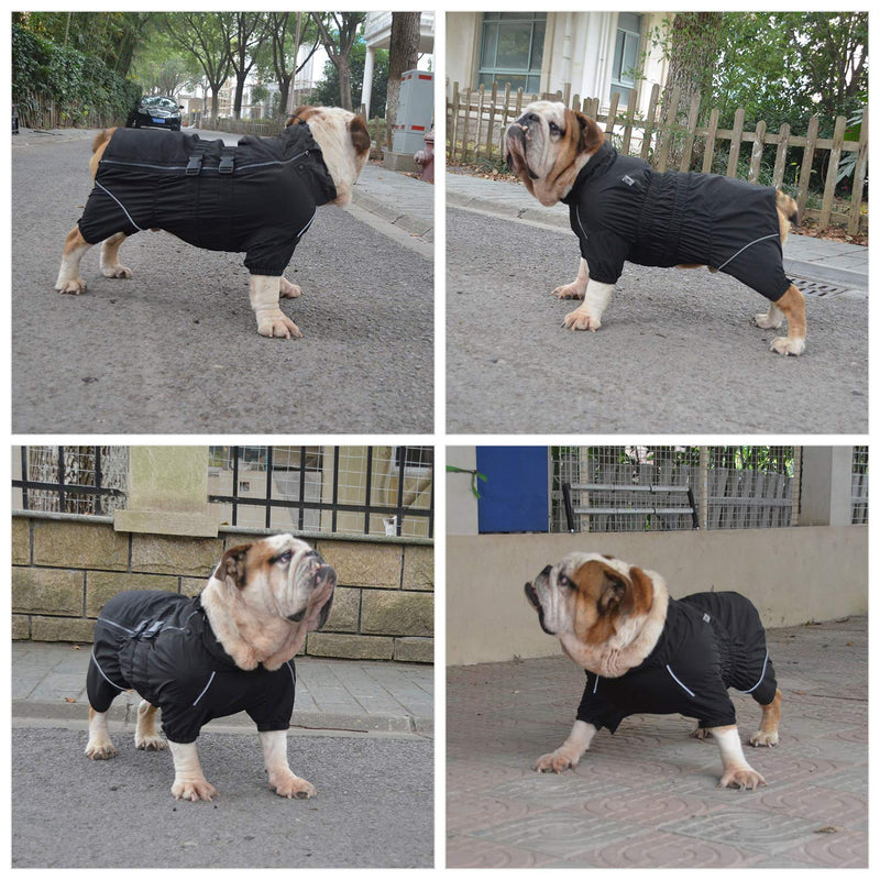 [Australia] - Lovelonglong Dogs Waterproof Jacket, Lightweight Waterproof Jacket Reflective Safety Dog Raincoat Windproof Snow-Proof Dog Vest for Small Medium Large Dogs 5XL (-100lbs) Black 