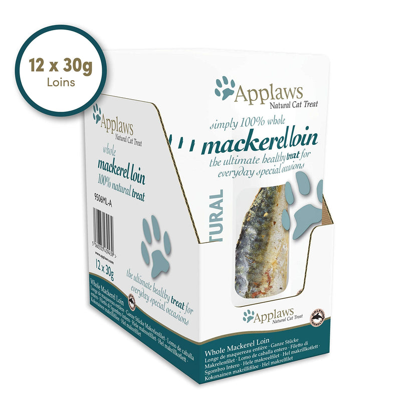 Applaws 100% Natural Cat Treats, Mackerel Loin Cat Snack, 30g Pouch (Pack of 12) Single - PawsPlanet Australia