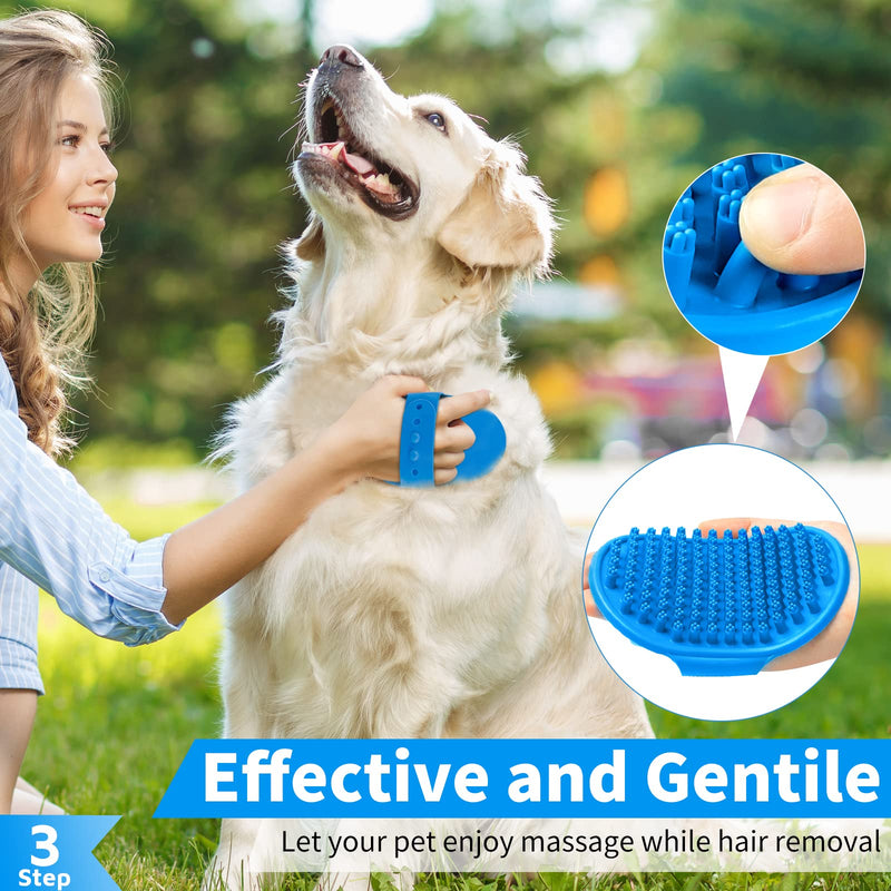 Comotech 3PCS Dog Bath Brush | Dog Shampoo brush | Dog Scrubber for Bath | Pet-Dog Bath Massage Brush Scrubber | Dog Shower/Wash /Grooming/Washing Brush with Adjustable Ring Handle for Short & Long Haired Dogs/Cats - PawsPlanet Australia