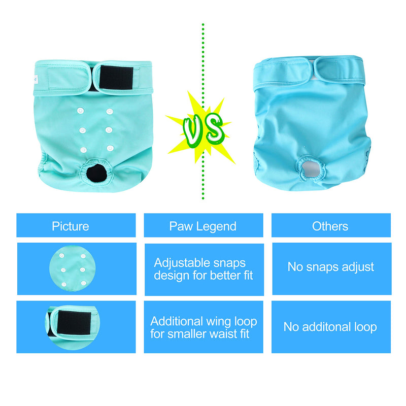 [Australia] - Paw Legend Reusable Female Dog Diapers, Pack of 3 Small (11.5''-15'' Waist) Cheerful (Black Lining) 