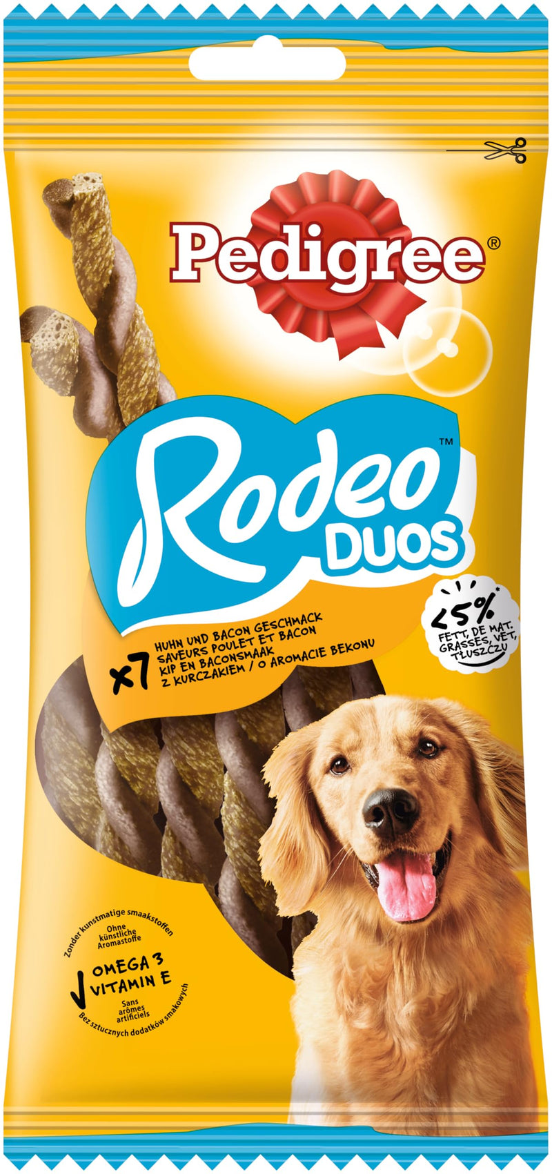 PEDIGREE dog snacks RODEO Duos with chicken and breakfast bacon, 10 x 7 pieces chicken and bacon 70 pieces - PawsPlanet Australia