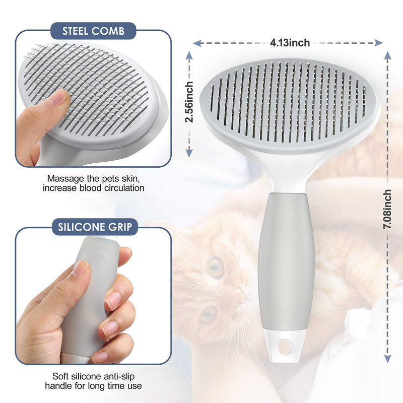 Amareisbe Self Cleaning Slicker Brush, Dog & Cat Brush with Massage Particles, Grooming Shedding Tool for Short and Long Hair - Gently Removes Loose Undercoat, Mats and Tangled Hair - PawsPlanet Australia