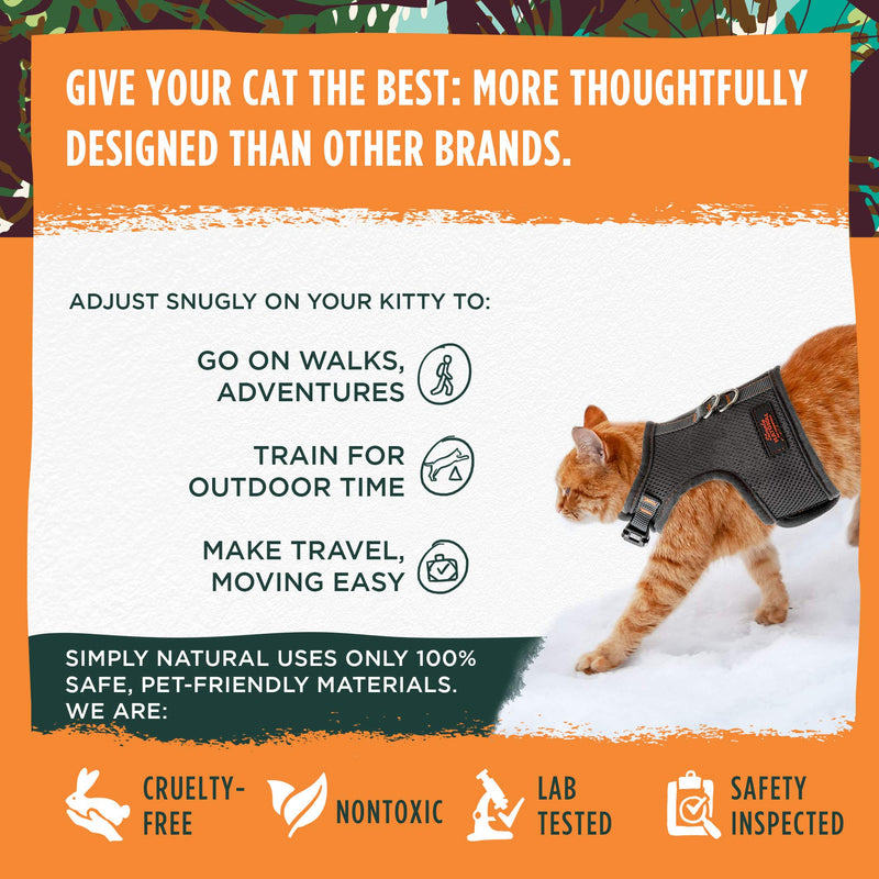 Cat Harness by Simply Natural – Medium Escape Proof Cat Harness with Easy On Easy Off Velcro Closures in a Stronger Super Soft Cat Harness - PawsPlanet Australia