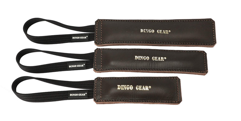 DINGO GEAR Dog Bite Tug Handmade of Brown Leather S00233 18 cm - PawsPlanet Australia