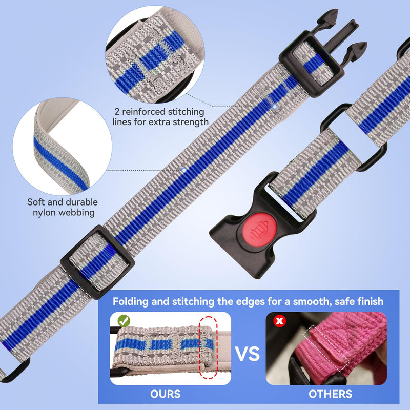 Martingale Collar for Dogs,Soft Neoprene Padded Reflective Martingale Collar and Leash Set Safety Buckle Nylon Martingale Collar for Small Dogs(Blue&S) S Blue - PawsPlanet Australia