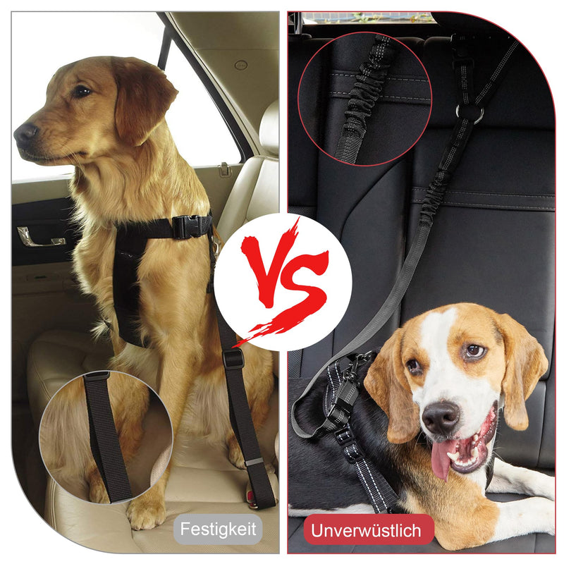 Adjustable seat belt dog car headrest, dog safety harness, dog seat belt with elastic for small dogs, medium-sized puppies-black - PawsPlanet Australia
