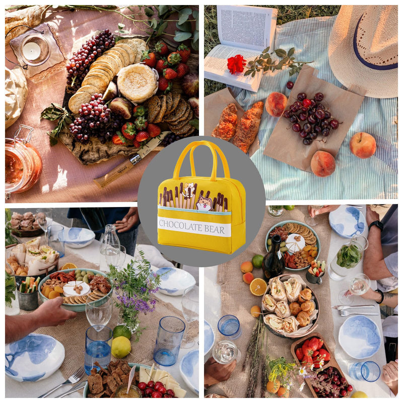 XFDXKLY Lunch Bag, Portable Waterproof Lunch Bag, Insulated Lunch Bag, Insulated Picnic Bag, Suitable for Women, Men, Schools, Offices, Picnics (Yellow) Yellow - PawsPlanet Australia