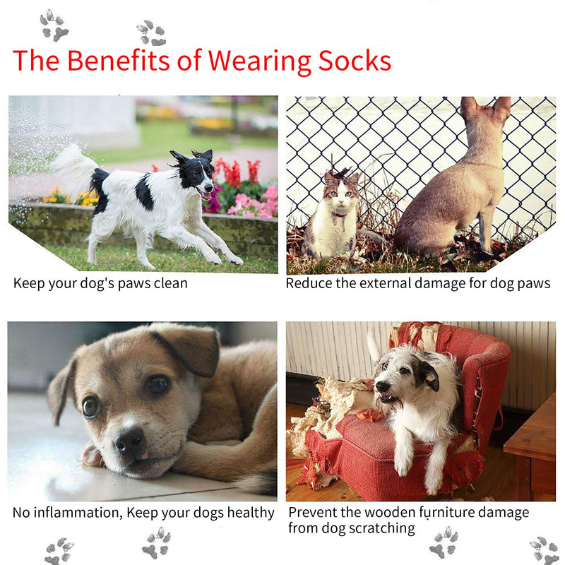 [Australia] - GLE2016 Anti-Slip Knit Dog Socks Cat Socks with Rubber Reinforcement,Anti-Slip Pet Dog Cat Socks/Paw Protector/Traction Control for Indoor Wear, Suitable for Dogs&Cats S White 