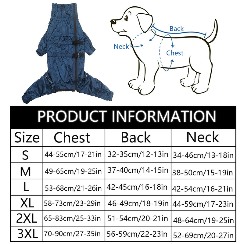 Geyecete1/2 Leg Trouser Suit，Dog Raincoat with high Waterproof for Dogs Reflective Four-Leg rain Gear Jumpsuit for Puppies Small Medium pet-Navy-M M Navy - PawsPlanet Australia