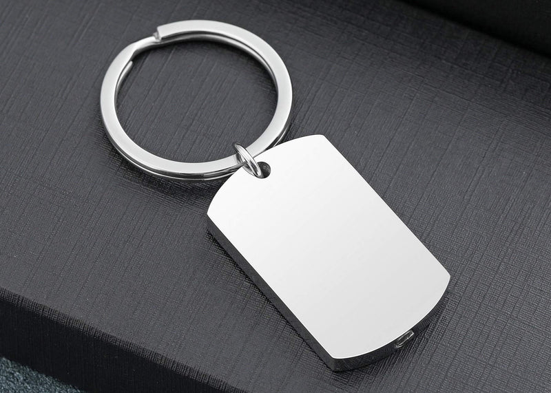 [Australia] - Jovivi Free Engraving - Personalized Custom Special Date Calendar Dog Tag Container Pendant Necklace Stainless Steel Cremation Urn Jewelry Ashes Funnel Filler Kit Non-Engraving(Silver Keychain) 
