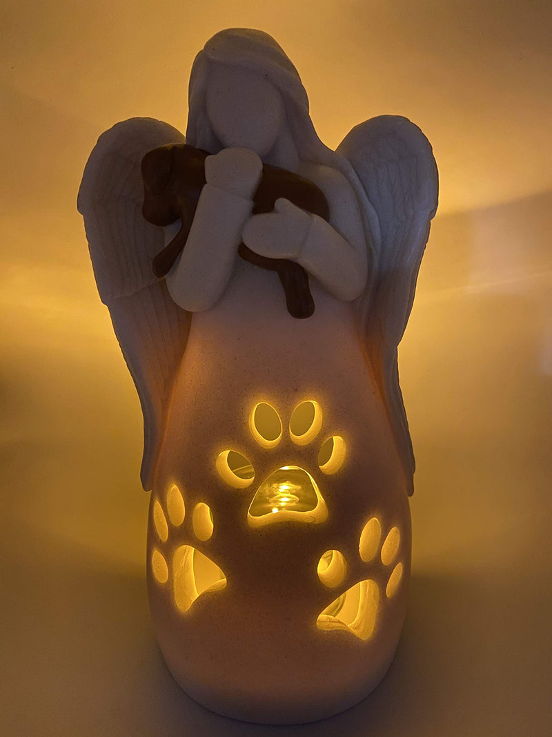 OakiWay Dog Memorial Gifts – Dog's Angel Candle Holder Statue w/Flickering Led Candle - Pet Loss Gifts, Dog Lovers Gifts for Women, Sympathy Gift Ideas for Loss of Dog, Angel Figurines Dog Decor - PawsPlanet Australia