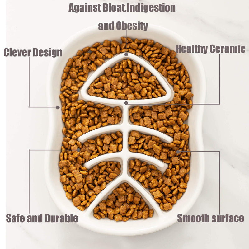 Slow Feeder Cat Dog Bowl Ceramic Kitten Bowl Fun Interactive Feeder Bowl Preventing Pet Feeder Anti-Gulping Healthy Eating Diet cat Bowls - PawsPlanet Australia