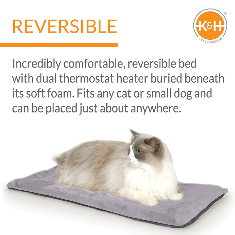 K&H Pet Products Heated Thermo-Kitty Mat Reversible Cat Bed Gray - PawsPlanet Australia