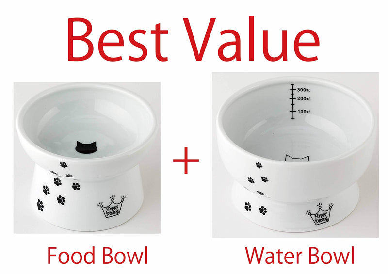 [Australia] - Necoichi Raised Cat Food and Water Bowl Set (Cat) 