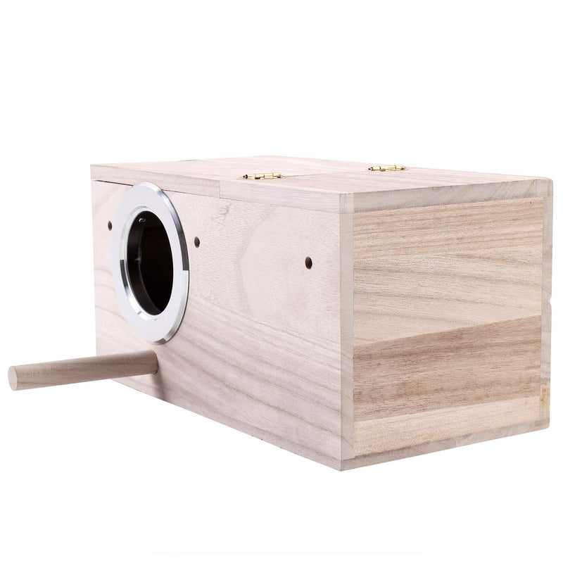 Hand Crafted Parakeet Nest Box; Budgie Bird House with Natural Coconut Fiber Nesting Material; Natural Wood Breeding Box for Cockatiel, Lovebirds, Parrotlets and Small to Medium Birds Large - PawsPlanet Australia