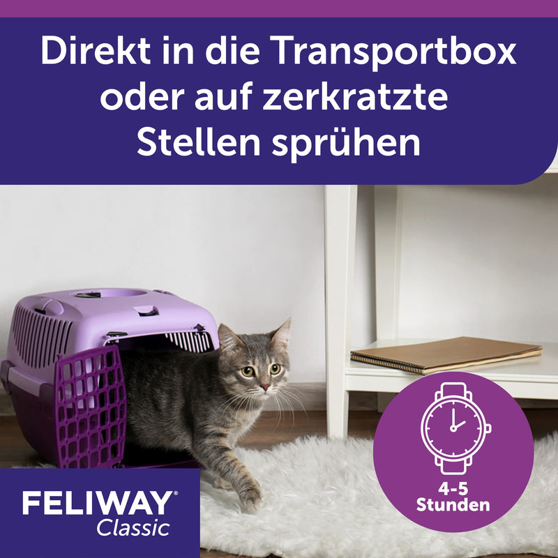 FELIWAY Classic Transport Spray for Cats | Stress-free travel & transportation | Provides relaxation when used selectively to prevent scratching and urinary marking 60ml - PawsPlanet Australia