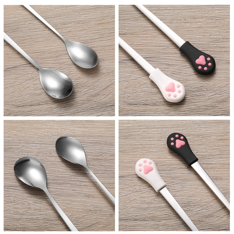 4 Pieces Dog Cat Spoon Stainless Steel Pet Food Spoon Dog Can Spoon with 6 Inch and 7 Inch Long Handle Pet Can Food Scoop Cat Claw Spoon for Dog and Cat Food Can - PawsPlanet Australia