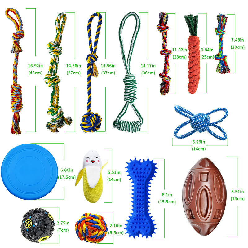 Dog Chew Toys for Puppies Teething, 14 Pack Puppy Chew Toys Tug of War Dog Toy Bundle Chew Ball Dog Squeaky Toys iq Treat Ball Rubber Bone Puppy Teething Chew Toys Small Dog Puppy Toys - PawsPlanet Australia