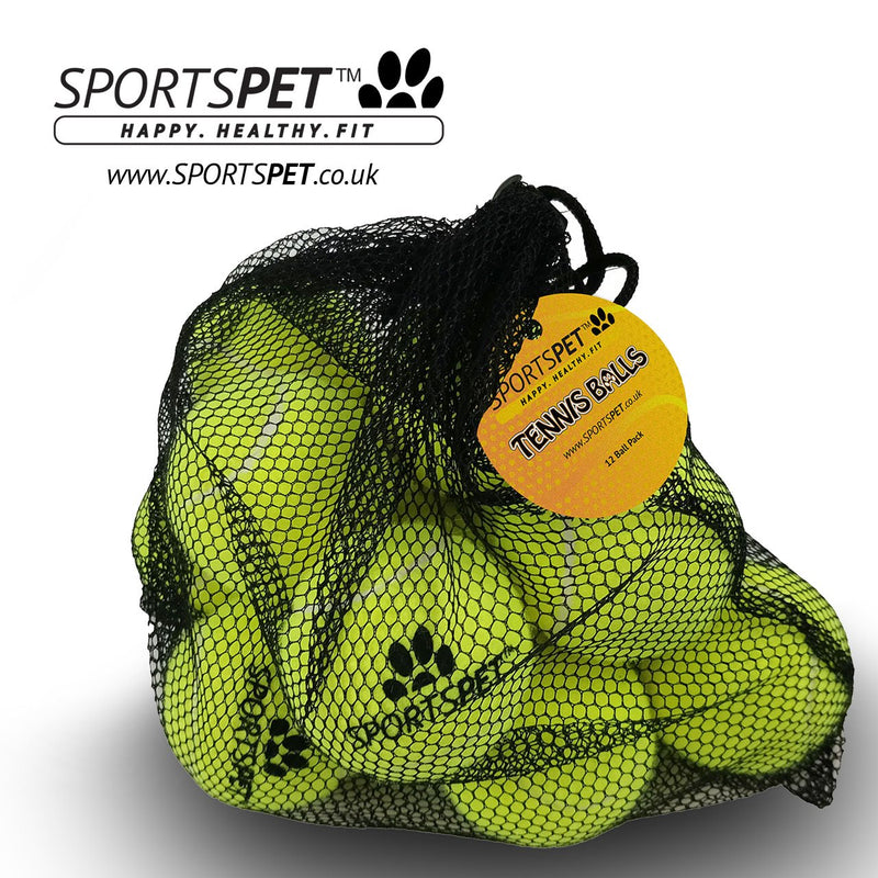 SPORTSPET Tennis Balls for Dogs - Durable - Extra High Bounce - Non Toxic - Floats - (12 pack) - PawsPlanet Australia