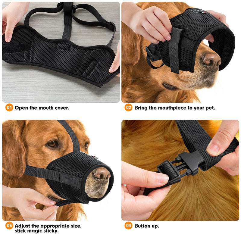 Dog Muzzle, Adjustable Pets Muzzle Mesh Breathable Nylon Soft Muzzle Anti-Biting Barking Mouth Cover or Small Medium Large Extra Dog - PawsPlanet Australia