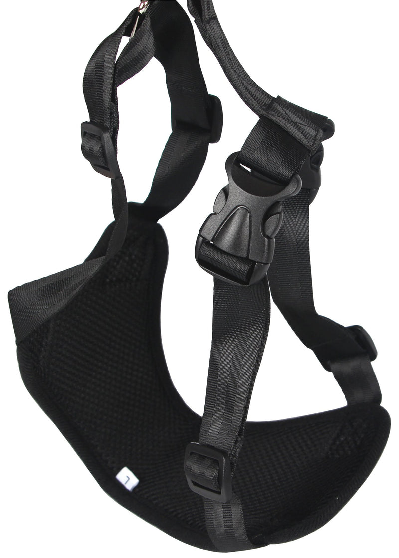 [Australia] - PUSTOR Vest Harness Dog Seat Belt Adjustable Black Pet Safety Leashes for Large Small with Car Seat Belt 