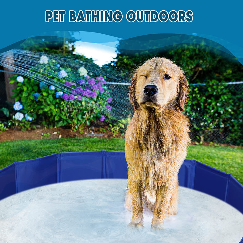 PVC Pet Swimming Pool Portable Bathtub Collapsible Water Pond Pool Foldable Dogs Bathing Tub Garden Pool Cat Puppy Shower Spa Kiddie Pool for Kiddies Pets to Swim and Bath (31.4" x 7.8") 31.4" x 7.8" - PawsPlanet Australia