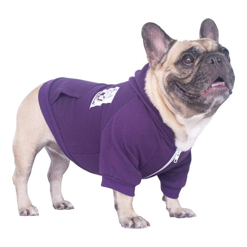 iChoue Dog Clothes Hoodie Hooded Full-Zip Sweatshirt Large Plus (Pack of 1) Dark Purple - PawsPlanet Australia