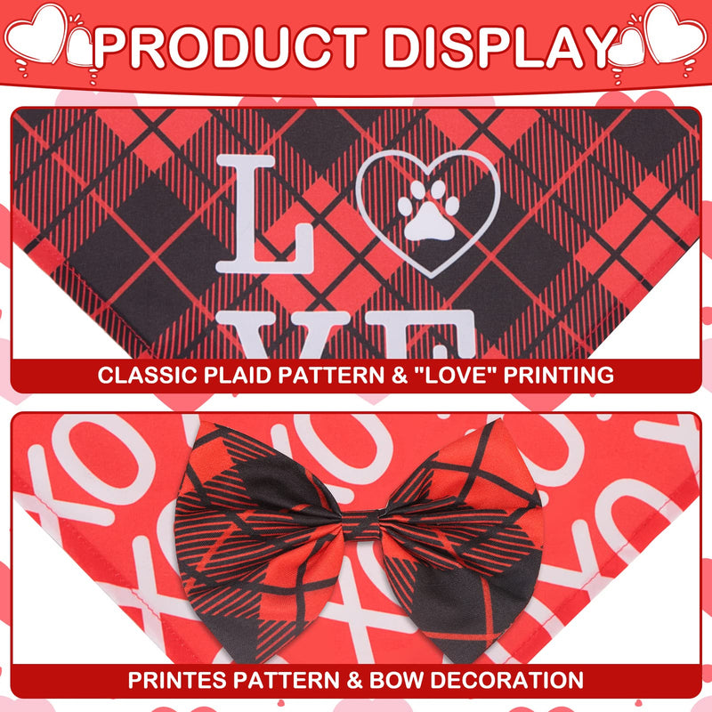 Valentine's Day Dog Bandanas with Bowtie, 2 Pack Soft Breathable Pet Triangle Scarf Bibs for Small Medium Dogs, and Cats - PawsPlanet Australia