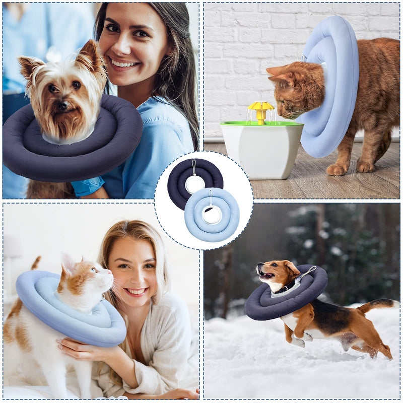 2 Pieces Cat Dog Recovery Collar, Elizabethan Protective Collar, Anti Lick Soft Adjustable Water Resistant Cone Collar UFO Pet Collar for Big Cat Small Medium Dogs Protect from Licking Biting Wound - PawsPlanet Australia