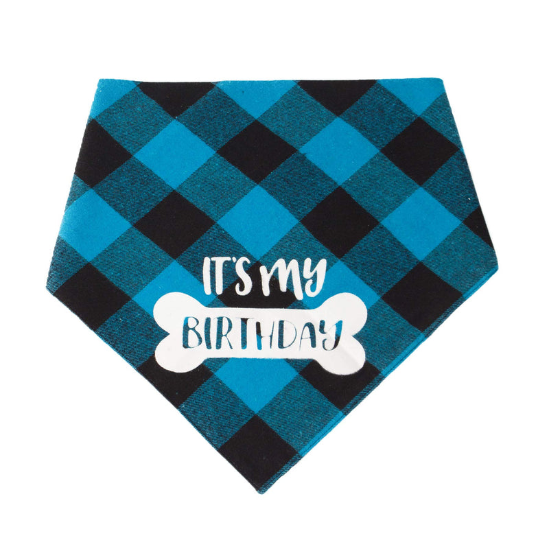 Dog Birthday Boy Bandana, It’s My Birthday Plaid Dog Puppy Birthday Bandana Triangle Scarf for Dog Birthday Party Supplies (Blue) Blue - PawsPlanet Australia