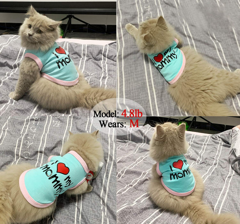 Dogs Shirt Pet Clothes Printing Clothing, Puppy T-Shirt Cute Slogan Cotton Cat Vest Apparel Doggy Shirts Soft and Breathable Outfits for Small Extra Small Medium Dogs Boy and Girl (Mom-Blue S) Blue - PawsPlanet Australia