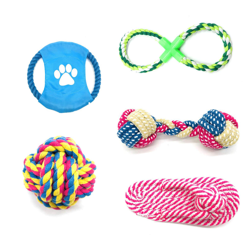 XUBX Pack Of 10 Puppy Dog Toys Kit, 10PCS Avoiding Dogs Boredom Anxiety Dog Chew Toys Set, Chew Toys Teething Training Rope Toys for Small and Medium Dog - PawsPlanet Australia