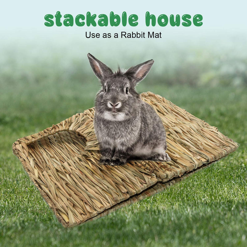 BWOGUE Extra Large Grass House for Rabbits,Hand Crafted Natural Grass Hideaway Foldable Bed Hut with Openings Playhouse for Bunny Guinea Pig Chinchilla Ferret for Play and Sleep 1 PACK - PawsPlanet Australia