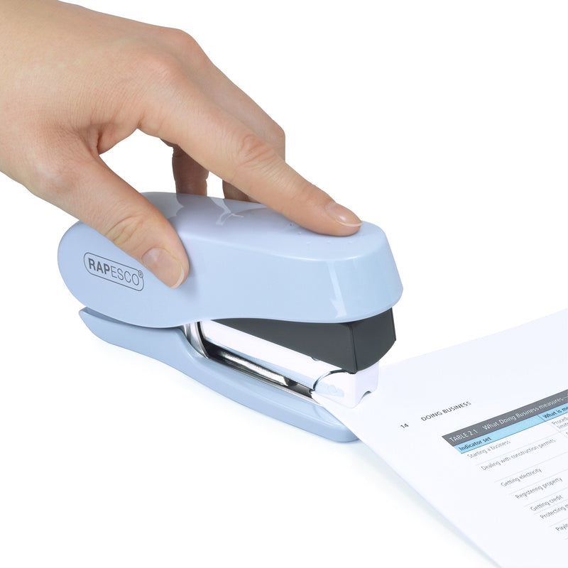 Rapesco 1469 Luna Less Effort Stapler with 2000 Staples, 50 Sheet Capacity, Light Blue Light Blue Luna Set - PawsPlanet Australia