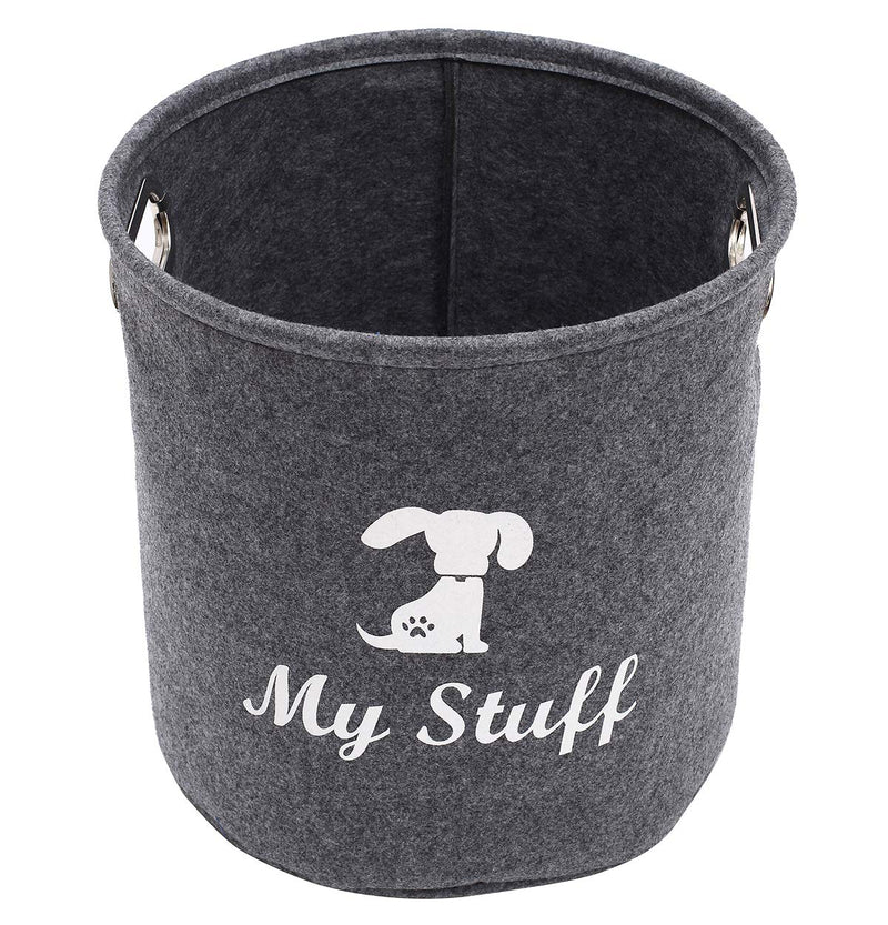 Brabtod Round Felt Pet Toy and Accessory Storage Bin Storage Basket for Home Décor - Pet Toy - Blankets - Leashes and Food-gray gray - PawsPlanet Australia